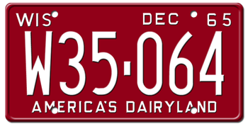 1965 WISCONSIN STATE LICENSE PLATE--