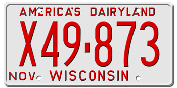 1973 WISCONSIN STATE LICENSE PLATE--