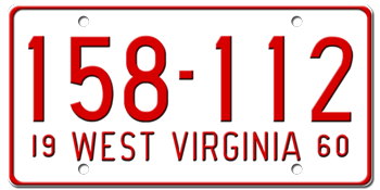 1960 WEST VIRGINIA STATE LICENSE PLATE--EMBOSSED WITH YOUR CUSTOM NUMBER