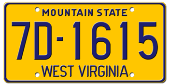 1971 WEST VIRGINIA STATE LICENSE PLATE--EMBOSSED WITH YOUR CUSTOM NUMBER - This plate was also used in 72, 73, 74, and 1975