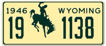 1946 WYOMING STATE LICENSE PLATE - EMBOSSED WITH YOUR CUSTOM NUMBER