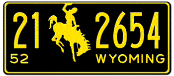 1952 WYOMING STATE LICENSE PLATE - EMBOSSED WITH YOUR CUSTOM NUMBER