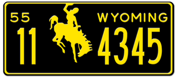 1955 WYOMING STATE LICENSE PLATE - 