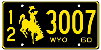 1960 WYOMING STATE LICENSE PLATE - 