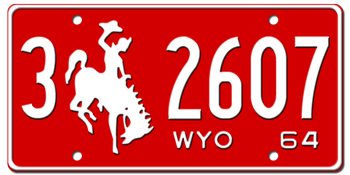 1964 WYOMING STATE LICENSE PLATE - 