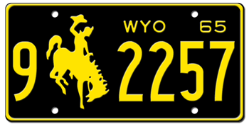 1965 WYOMING STATE LICENSE PLATE - 