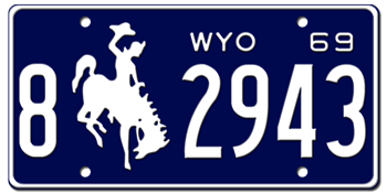 1969 WYOMING STATE LICENSE PLATE - 