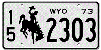 1973 WYOMING STATE LICENSE PLATE - 