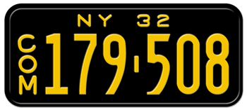 1932 COMMERCIAL NEW YORK STATE LICENSE PLATE--EMBOSSED WITH YOUR CUSTOM NUMBER