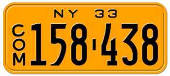 1933 COMMERCIAL NEW YORK STATE LICENSE PLATE--EMBOSSED WITH YOUR CUSTOM NUMBER