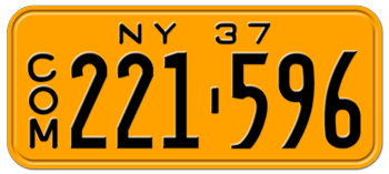 1937 COMMERCIAL NEW YORK STATE LICENSE PLATE--EMBOSSED WITH YOUR CUSTOM NUMBER