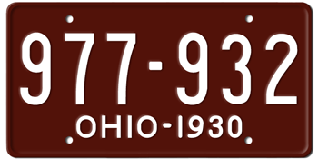 1930 OHIO STATE LICENSE PLATE--