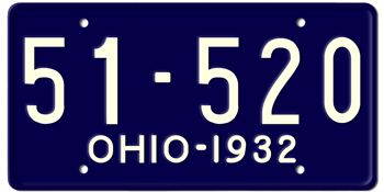 1932 OHIO STATE LICENSE PLATE--