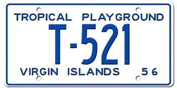 1956 US VIRGIN ISLANDS LICENSE PLATE--EMBOSSED WITH YOUR CUSTOM NUMBER