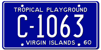 1960 US VIRGIN ISLANDS LICENSE PLATE--EMBOSSED WITH YOUR CUSTOM NUMBER