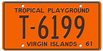 1961 US VIRGIN ISLANDS LICENSE PLATE--EMBOSSED WITH YOUR CUSTOM NUMBER