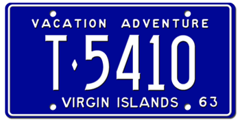 1963 US VIRGIN ISLANDS LICENSE PLATE--EMBOSSED WITH YOUR CUSTOM NUMBER