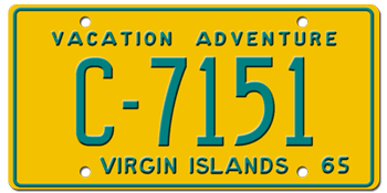 1965 US VIRGIN ISLANDS LICENSE PLATE--EMBOSSED WITH YOUR CUSTOM NUMBER