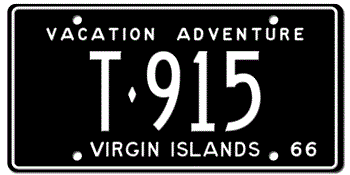1966 US VIRGIN ISLANDS LICENSE PLATE--EMBOSSED WITH YOUR CUSTOM NUMBER