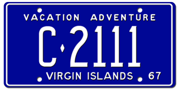 1967 US VIRGIN ISLANDS LICENSE PLATE--EMBOSSED WITH YOUR CUSTOM NUMBER