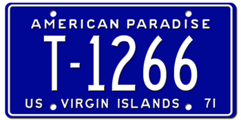 1971 US VIRGIN ISLANDS LICENSE PLATE--EMBOSSED WITH YOUR CUSTOM NUMBER