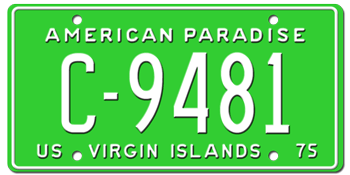 1975 US VIRGIN ISLANDS LICENSE PLATE--EMBOSSED WITH YOUR CUSTOM NUMBER