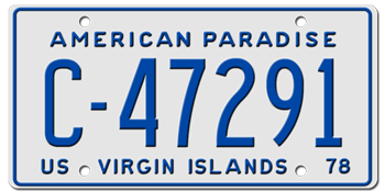 1978 US VIRGIN ISLANDS LICENSE PLATE--