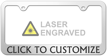Chrome License Plate Frame With Your Custom Message Laser Engraved