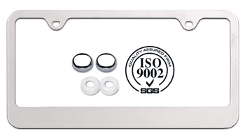 SLEEK DESIGN CHROME STAINLESS STEEL WIDE-BOTTOM LICENSE PLATE FRAME