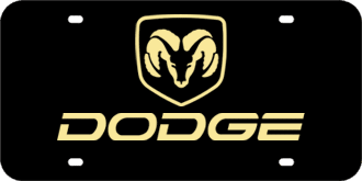 RAM MIRROR-GOLD EMBLEM & DODGE NAME LASER LICENSE PLATE