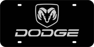 RAM MIRROR-SILVER EMBLEM & DODGE NAME LASER LICENSE PLATE