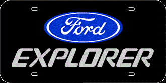 FORD MIRROR-SILVER EMBLEM & EXPLORER NAME LASER LICENSE PLATE