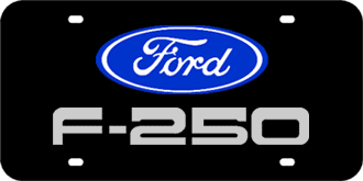 FORD MIRROR-SILVER EMBLEM & F-250 NAME LASER LICENSE PLATE