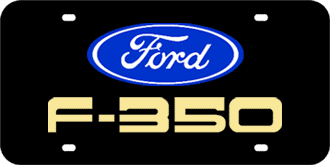 FORD EMBLEM WITH MIRROR-GOLD F-350 NAME LASER LICENSE PLATE