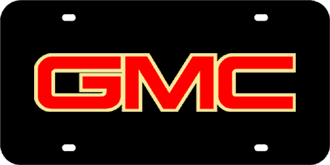 GMC MIRROR-GOLD EMBLEM LASER LICENSE PLATE