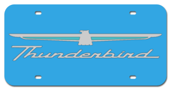 THUNDERBIRD MIRROR-SILVER EMBLEM & THUNDERBIRD NAME LIGHT BLUE LASER LICENSE PLATE