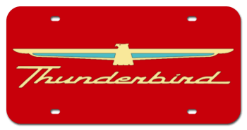 THUNDERBIRD MIRROR-GOLD EMBLEM & THUNDERBIRD NAME RED LASER LICENSE PLATE