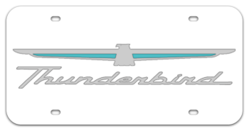 THUNDERBIRD MIRROR-SILVER EMBLEM & THUNDERBIRD NAME WHITE LASER LICENSE PLATE