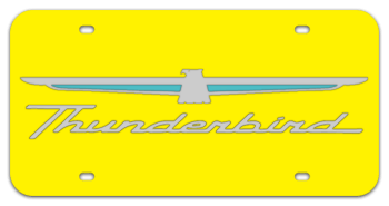 THUNDERBIRD MIRROR-SILVER EMBLEM & THUNDERBIRD NAME YELLOW LASER LICENSE PLATE