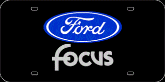 FORD MIRROR-SILVER EMBLEM & FOCUS NAME LASER LICENSE PLATE