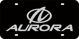 AURORA MIRROR-SILVER EMBLEM & AURORA NAME LASER LICENSE PLATE