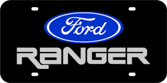 FORD MIRROR- EMBLEM & MIRROR-SILVER RANGER NAME LASER LICENSE PLATE