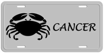 CANCER ZODIAC BLACK ON SILVER LICENSE PLATE