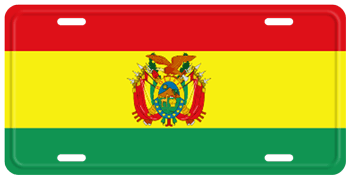 BOLIVIA FLAG LICENSE PLATE