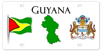 GUYANA DELUXE WHITE LICENSE PLATE