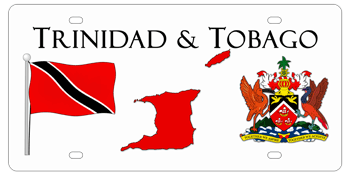 TRINIDAD AND TOBAGO DELUXE WHITE LICENSE PLATE