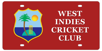 WEST INDIES CRICKET CLUB LICENSE PLATE (BARBADOS, GUYANA, JAMAICA, LEEWARD ISLANDS, TRINIDAD & TOBAGO & WINDWARD ISLANDS)