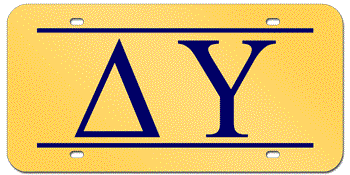 GREEK FRATERNITY OR SORORITY GOLD AND BLUE LASER LICENSE PLATE