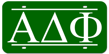 GREEK FRATERNITY OR SORORITY GREEN AND WHITE LASER LICENSE PLATE