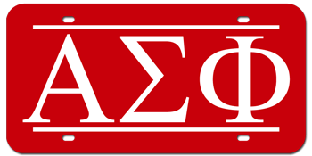 GREEK FRATERNITY OR SORORITY RED AND WHITE LASER LICENSE PLATE